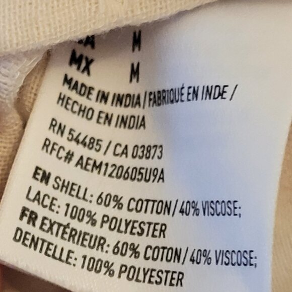 💎NWOT American Eagle Babydoll Tank Top Cream Cotton with Lace Trim - Picture 8 of 8